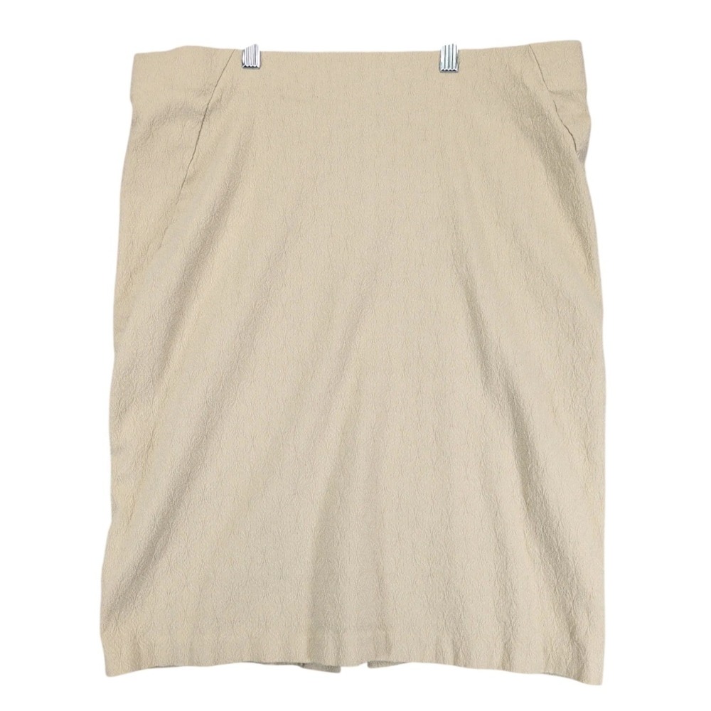 Cato Beige Floral Textured Pencil Knee-Length Skirt Plus Size 16W Stretch Career
